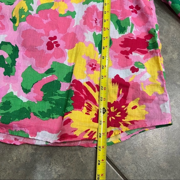 Charter Club Pink Floral Linen Square Neck Tunic Blouse Size XL Boho Resortwear - Picture 8 of 9